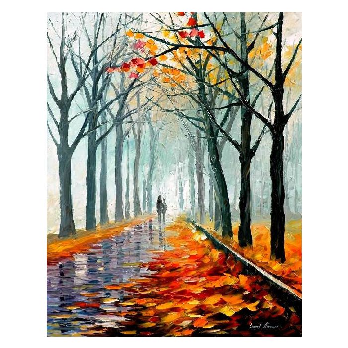 autumn painting, autumn oil painting, leaves painting